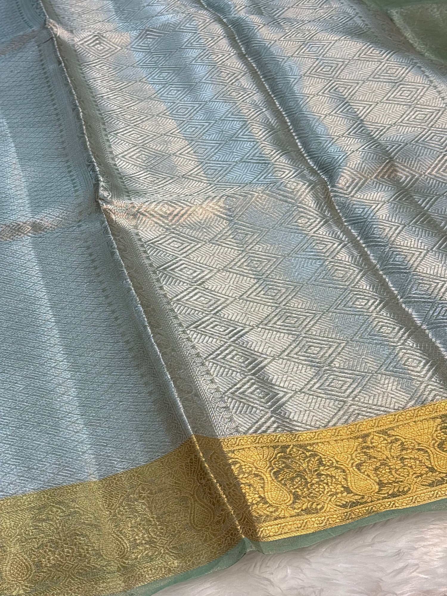Grey Handloom Tissue Banarasi Brocade Saree