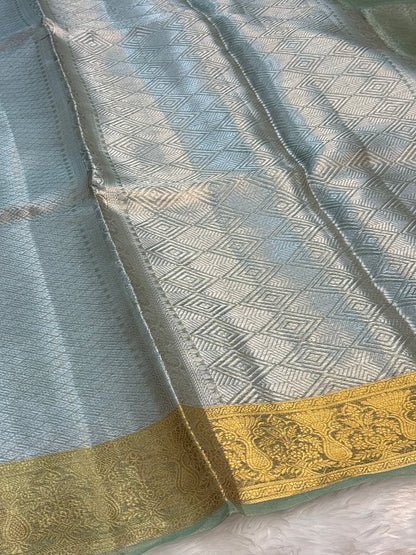 Grey Handloom Tissue Banarasi Brocade Saree