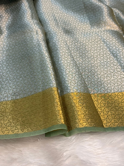 Grey Handloom Tissue Banarasi Brocade Saree
