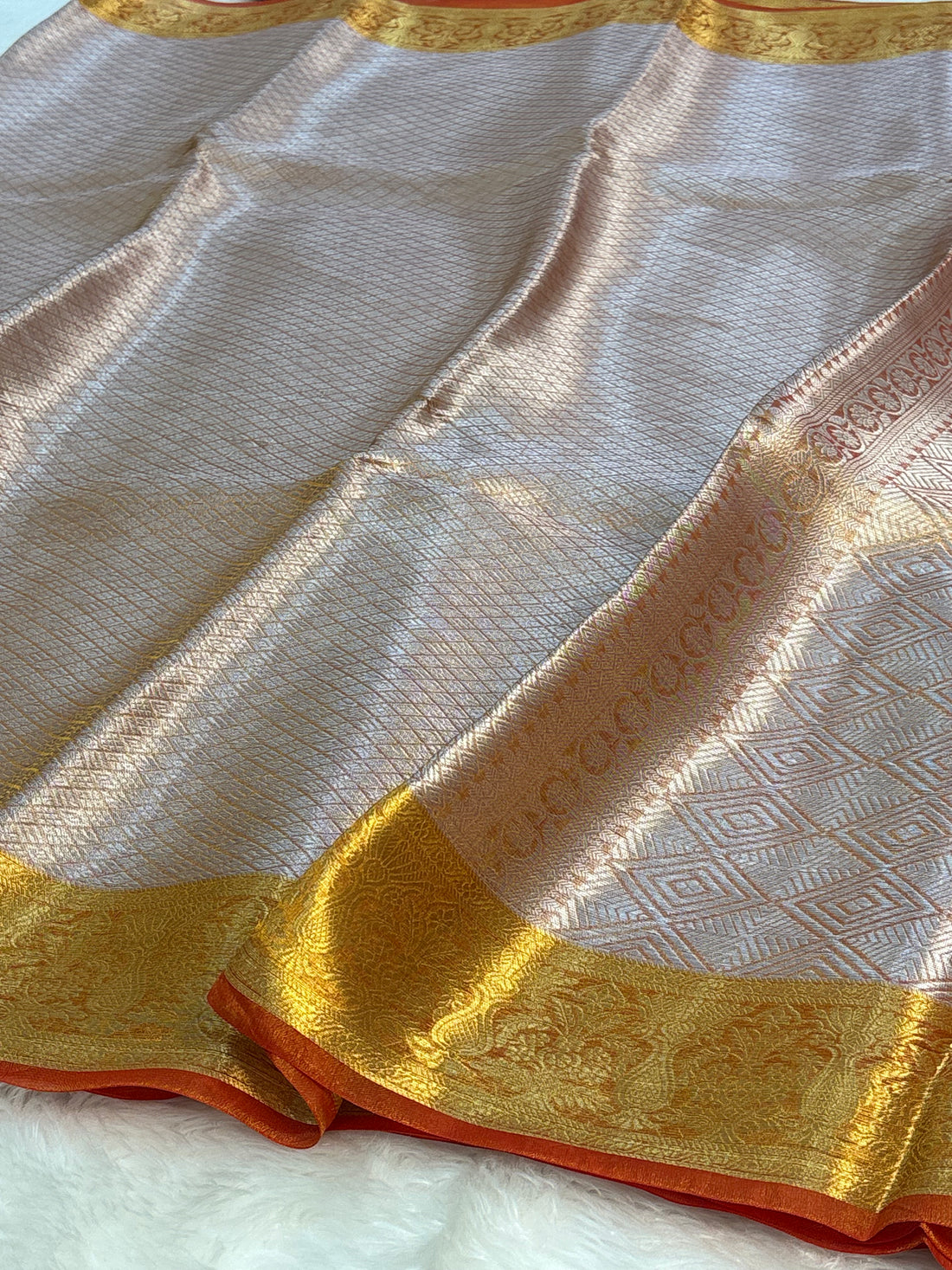 Orange Handloom Tissue Banarasi Brocade Saree