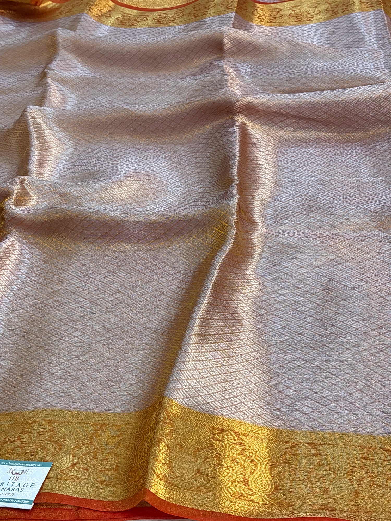 Orange Handloom Tissue Banarasi Brocade Saree