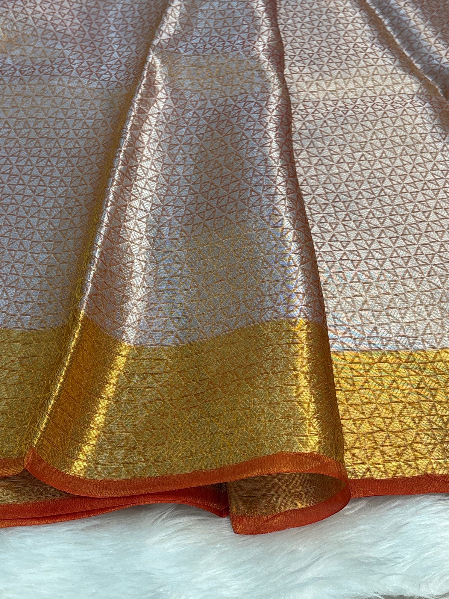 Orange Handloom Tissue Banarasi Brocade Saree
