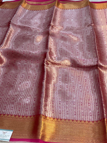 Pink Handloom Tissue Banarasi Brocade Saree