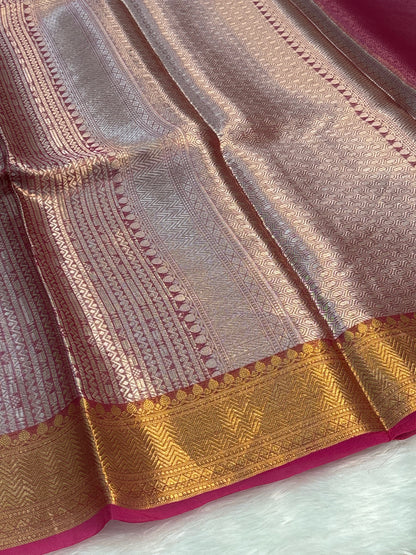 Pink Handloom Tissue Banarasi Brocade Saree