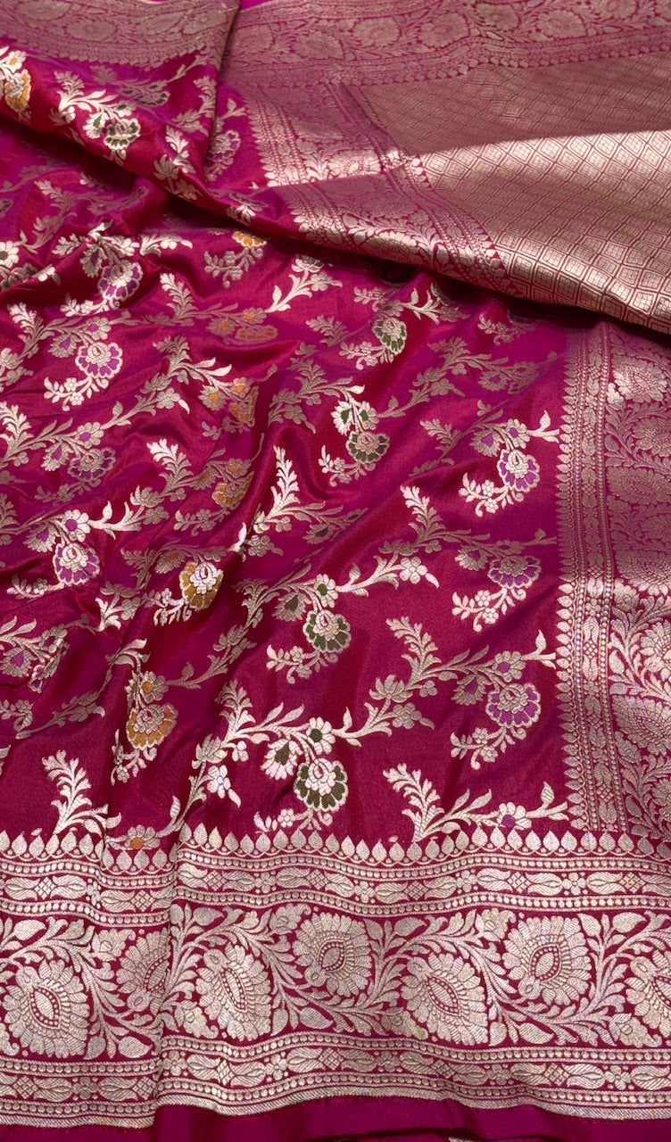 Magenta Pure Banarasi Katan Silk Saree