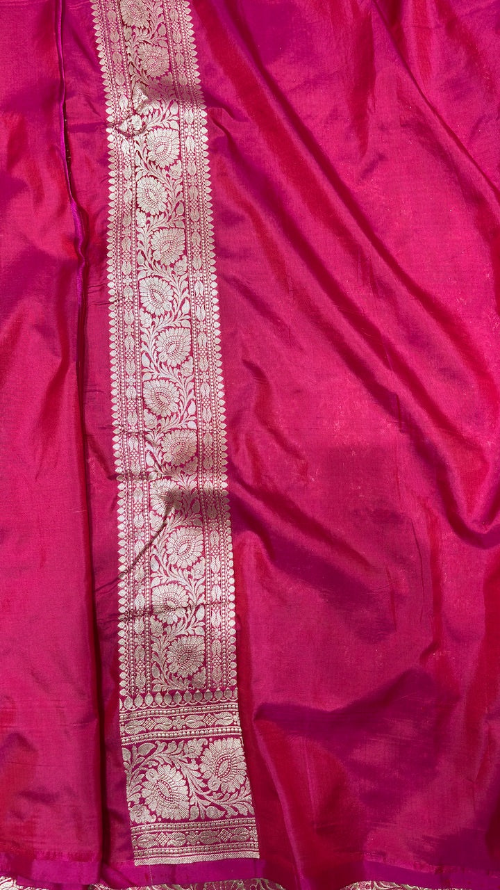 Magenta Pure Banarasi Katan Silk Saree