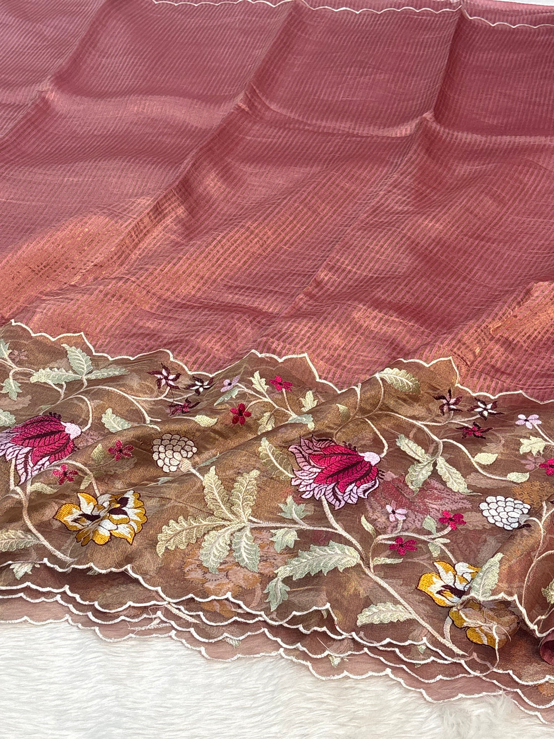 Pink Handloom Tissue Saree