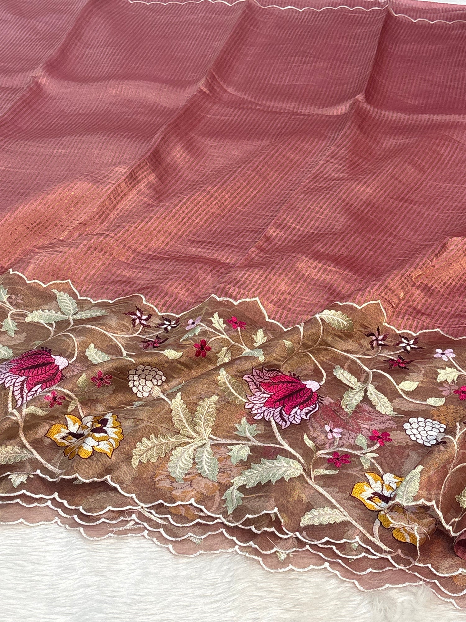 Pink Handloom Tissue Saree