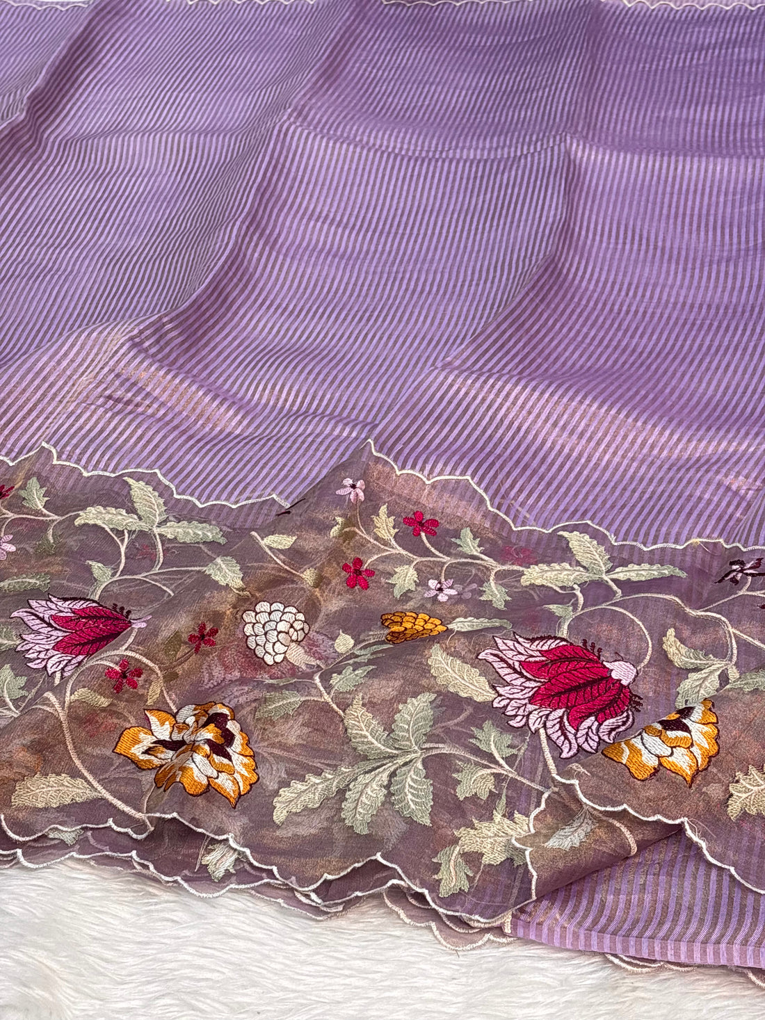 Purple Handloom Tissue Saree