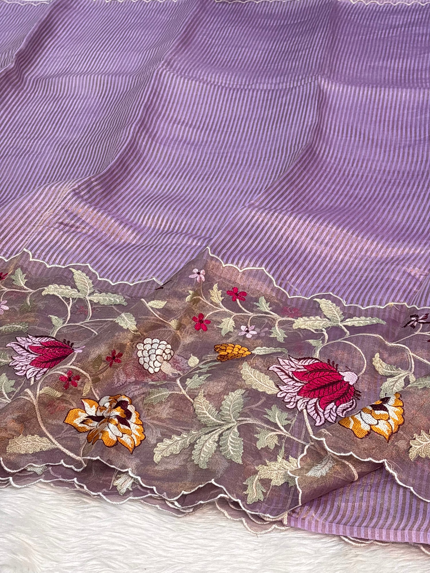 Purple Handloom Tissue Saree