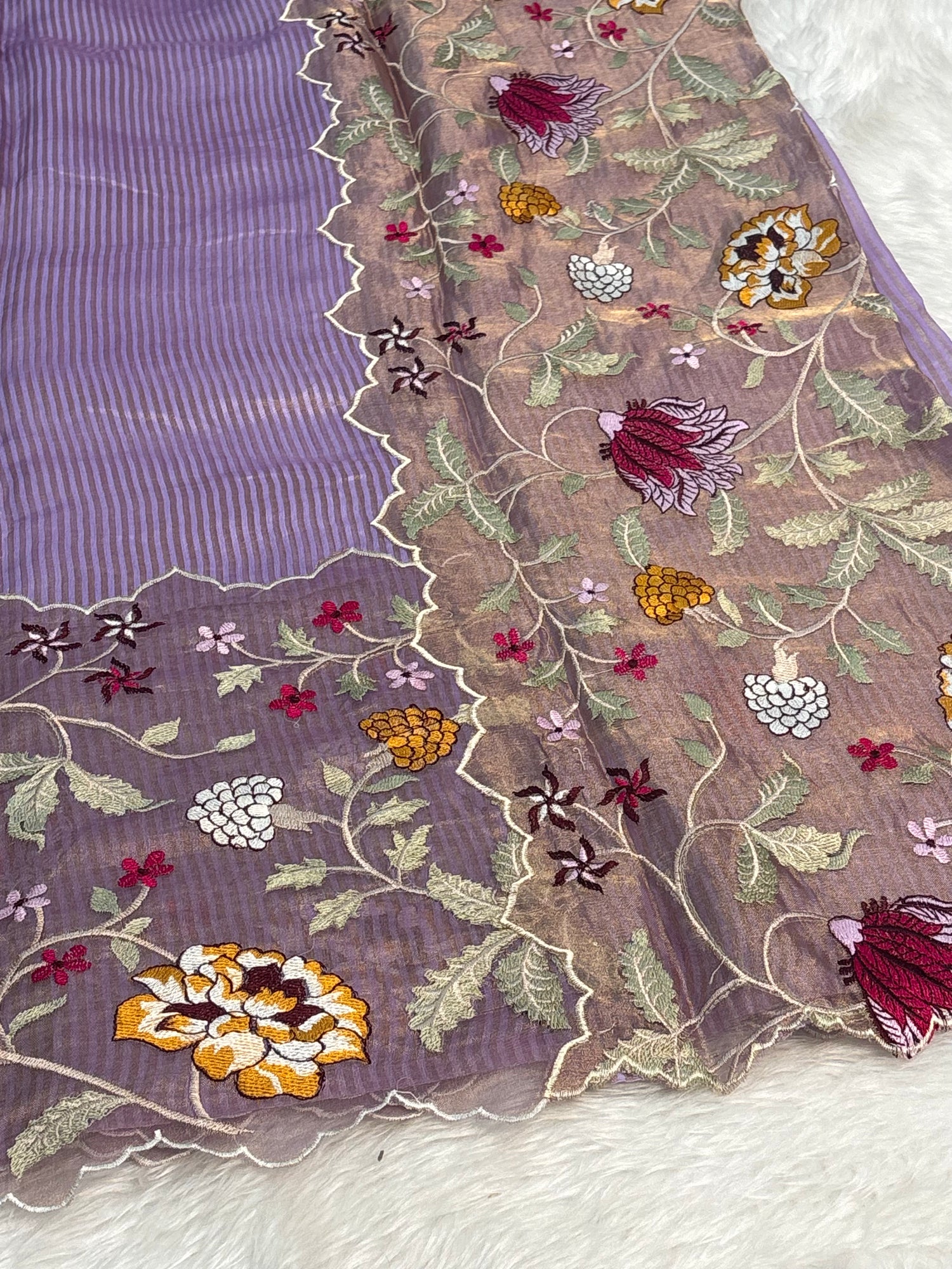 Purple Handloom Tissue Saree