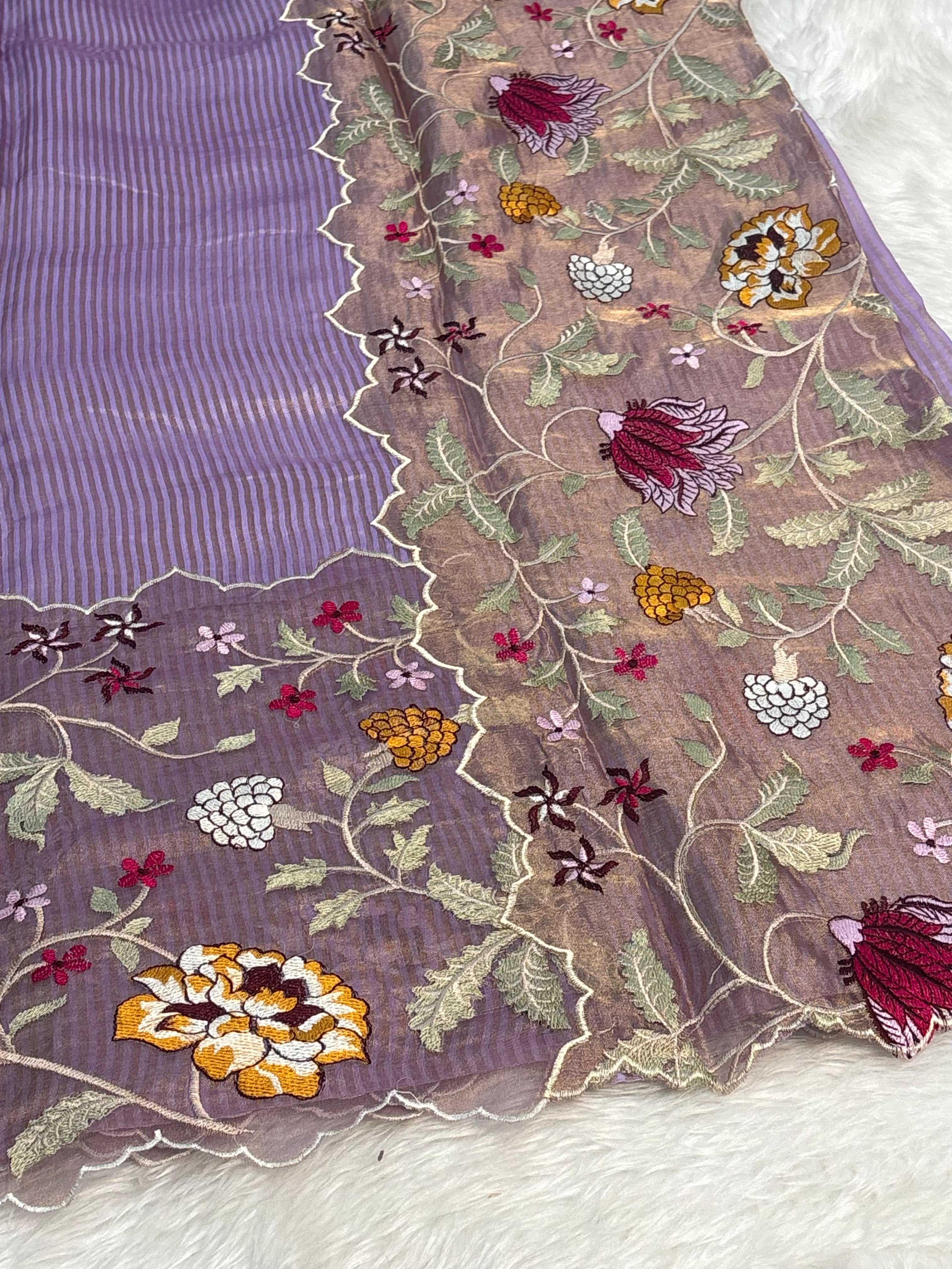 Purple Handloom Tissue Saree