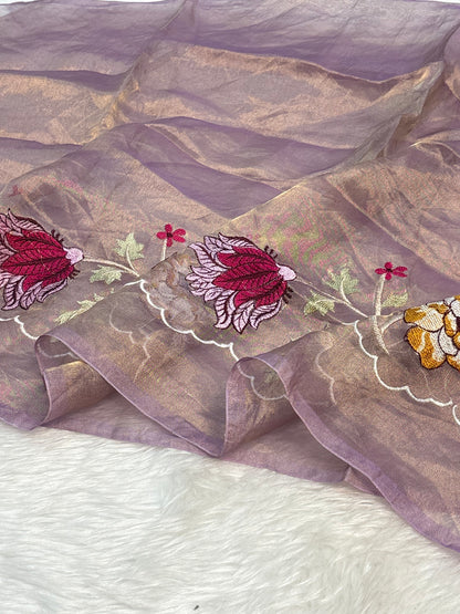 Purple Handloom Tissue Saree