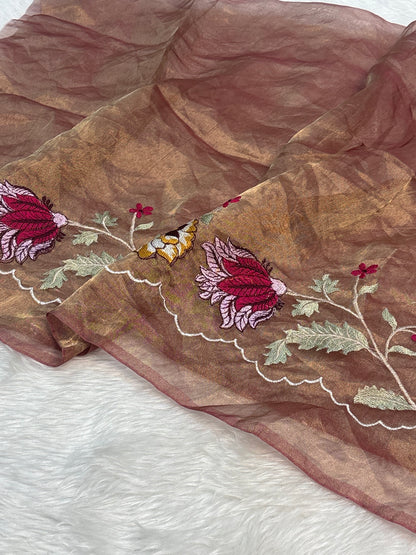 Pink Shaded Handloom Tissue Banarasi Saree