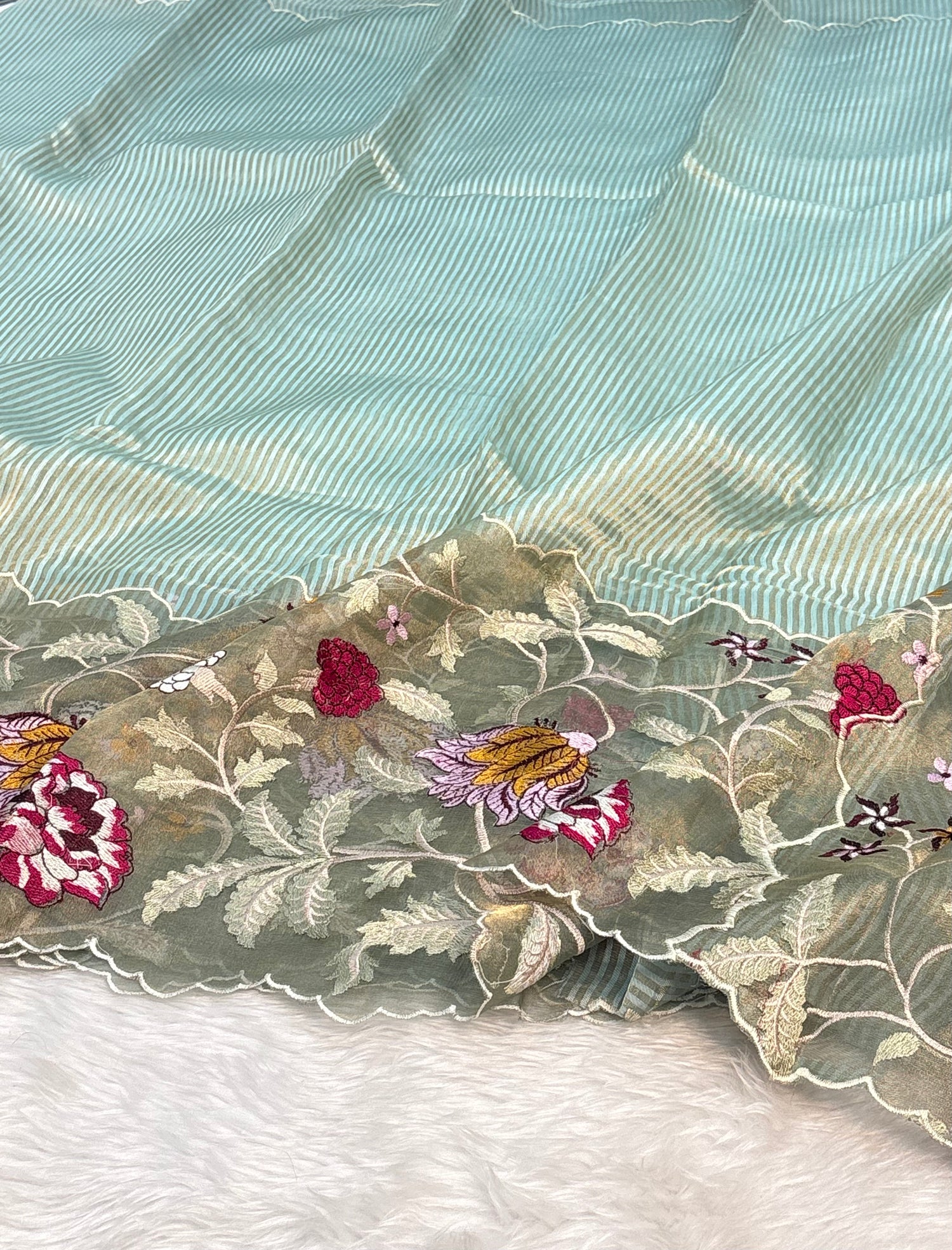 Pista Green Handloom Tissue Saree