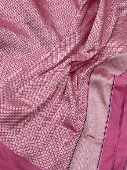 Pink Banarasi Pure Katan Silk Handwoven Saree