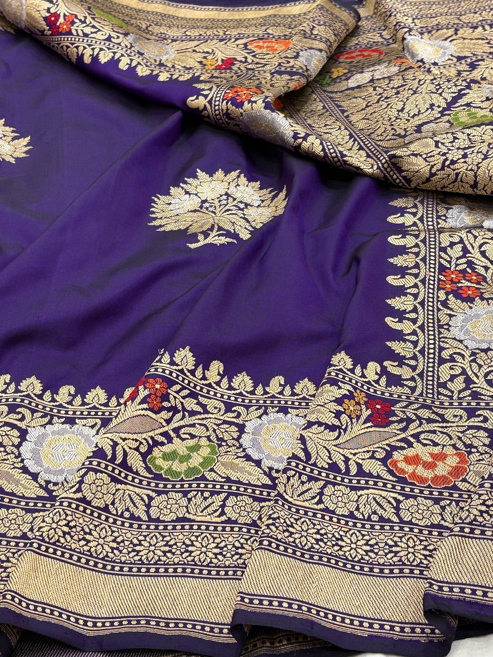 Purple Pure Banarasi Ektara  Silk Handwoven Saree