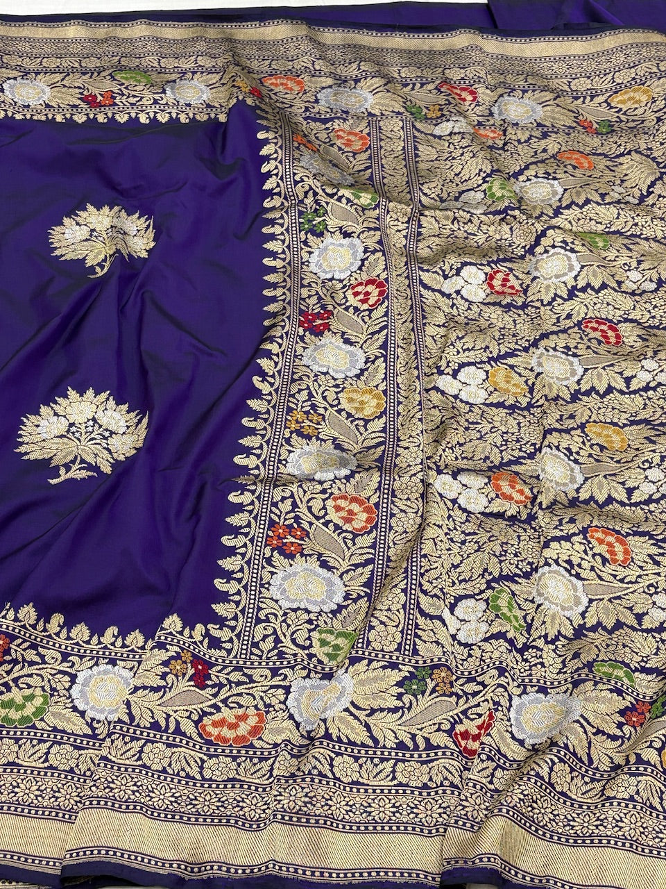Purple Pure Banarasi Ektara  Silk Handwoven Saree