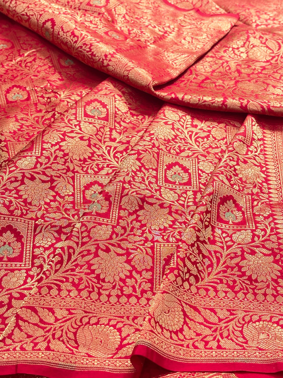 Red Banarasi Katan Brocade Silk Saree