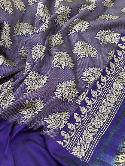 Purple Pure Banarasi Ektara  Silk Handwoven Saree