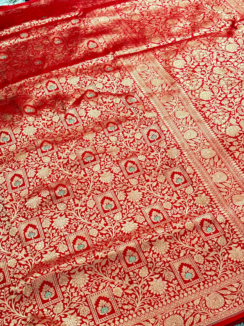 Red Banarasi Katan Brocade Silk Saree