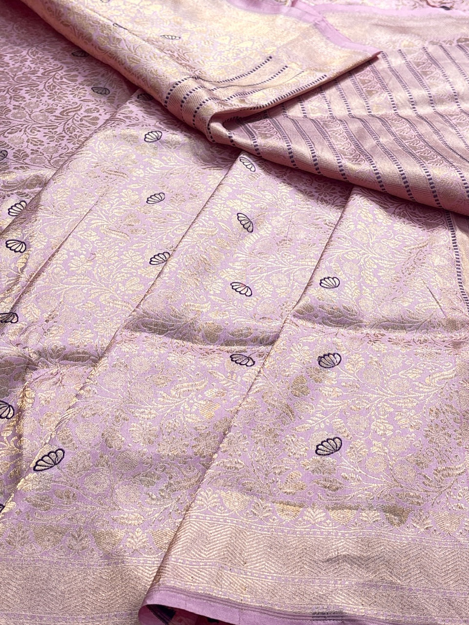 Lilac Banarasi Katan Brocade Silk Saree