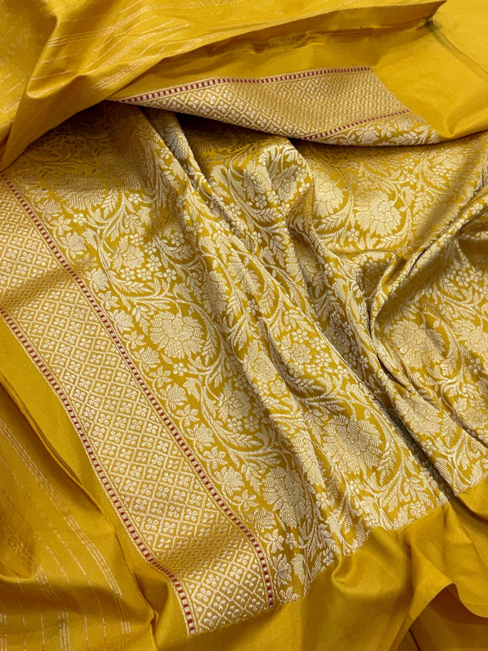 Musterd Yellow Banarasi Pure Katan Silk Handwoven Saree