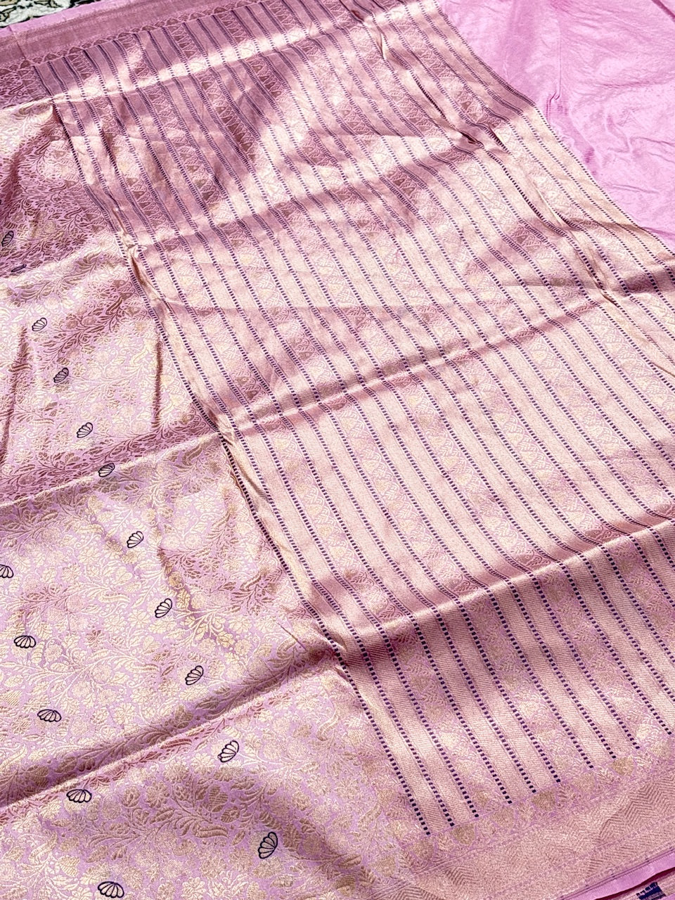 Lilac Banarasi Katan Brocade Silk Saree