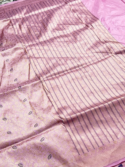 Lilac Banarasi Katan Brocade Silk Saree