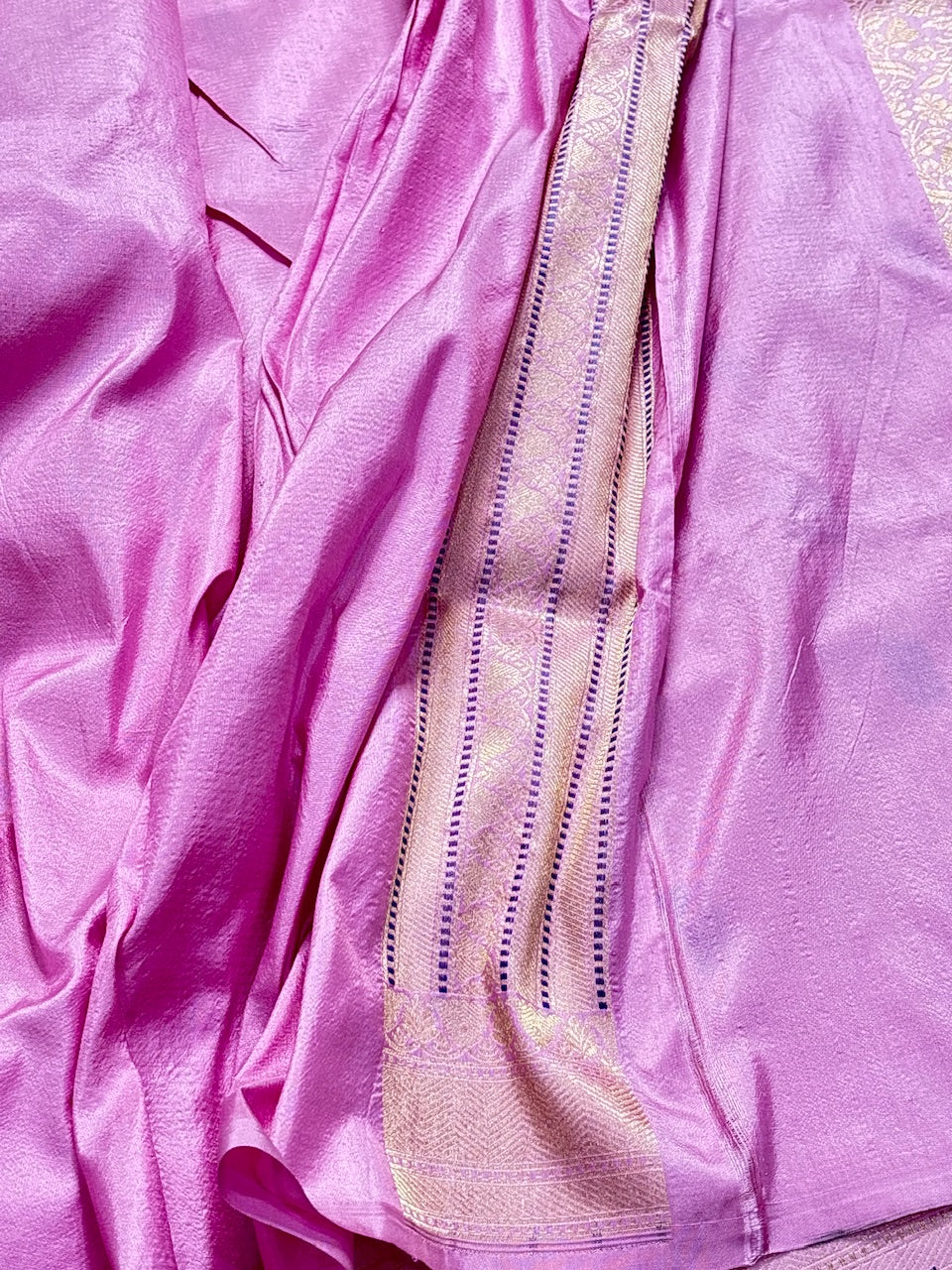 Lilac Banarasi Katan Brocade Silk Saree