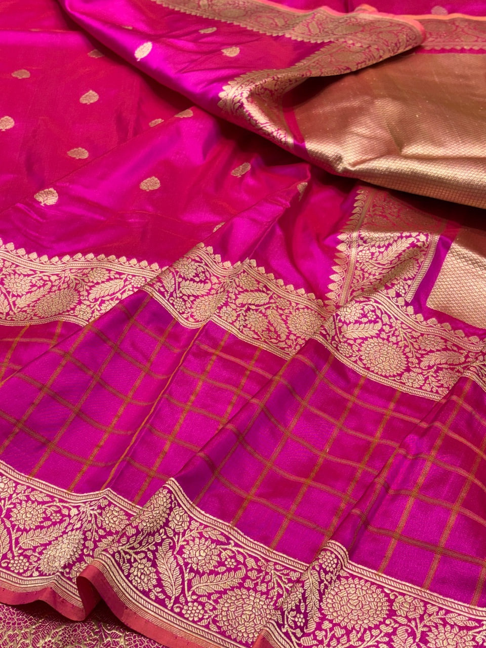 Rani Pink Banarasi Pure Katan Silk Handwoven Saree
