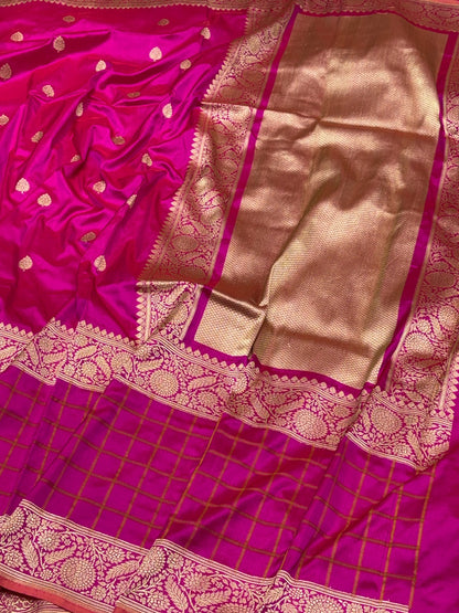 Rani Pink Banarasi Pure Katan Silk Handwoven Saree