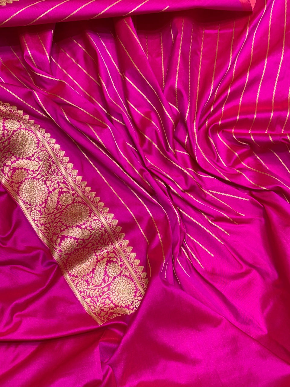 Rani Pink Banarasi Pure Katan Silk Handwoven Saree
