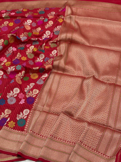 Red Banarasi Pure Katan Silk Handwoven Saree