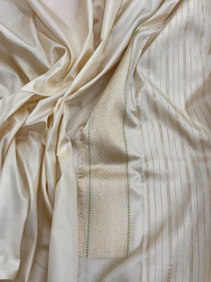 Ivory Banarasi khimkhaab Brocade Handloom Silk Saree