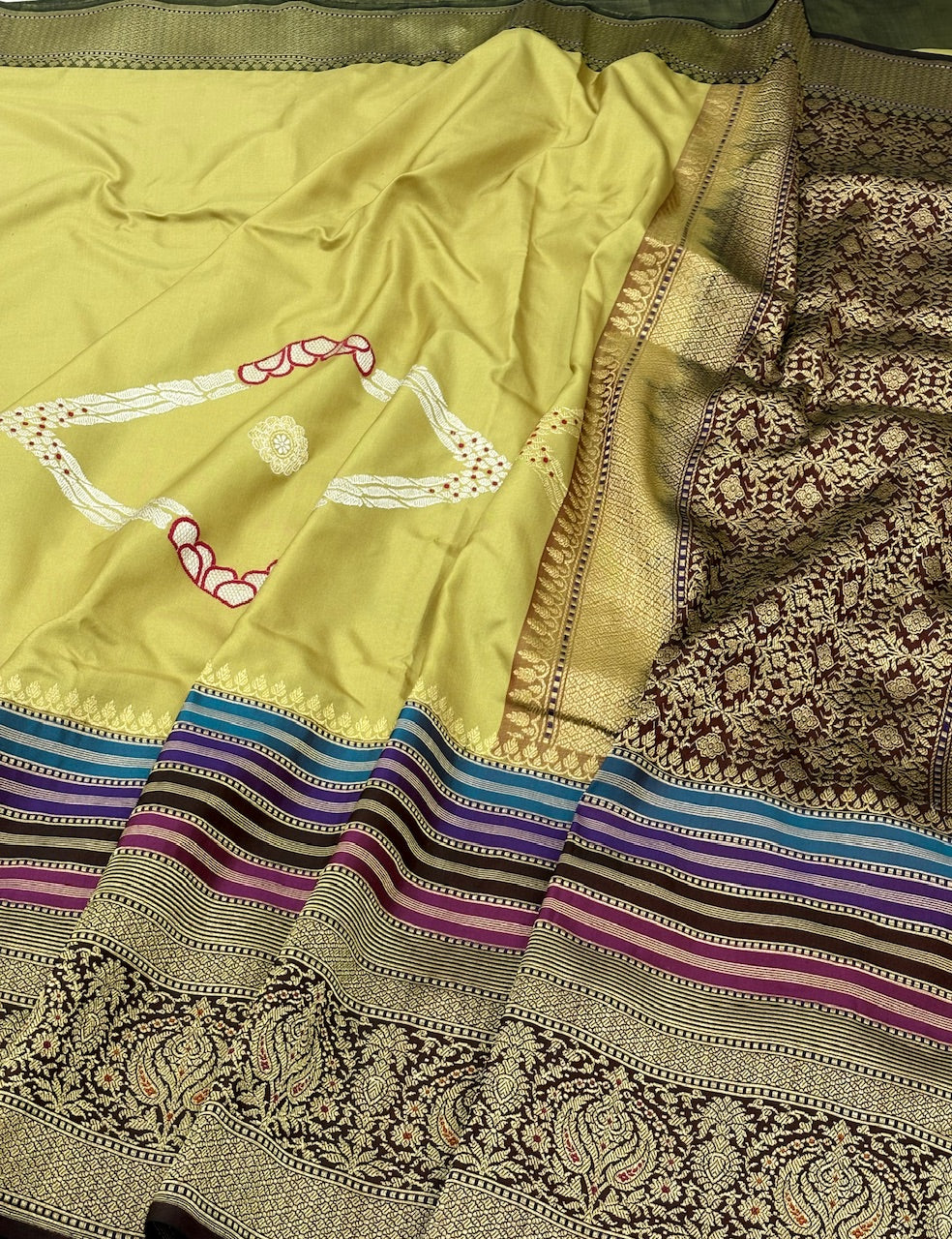 Mint Green Pure Banarasi Ektara  Silk Handwoven Saree