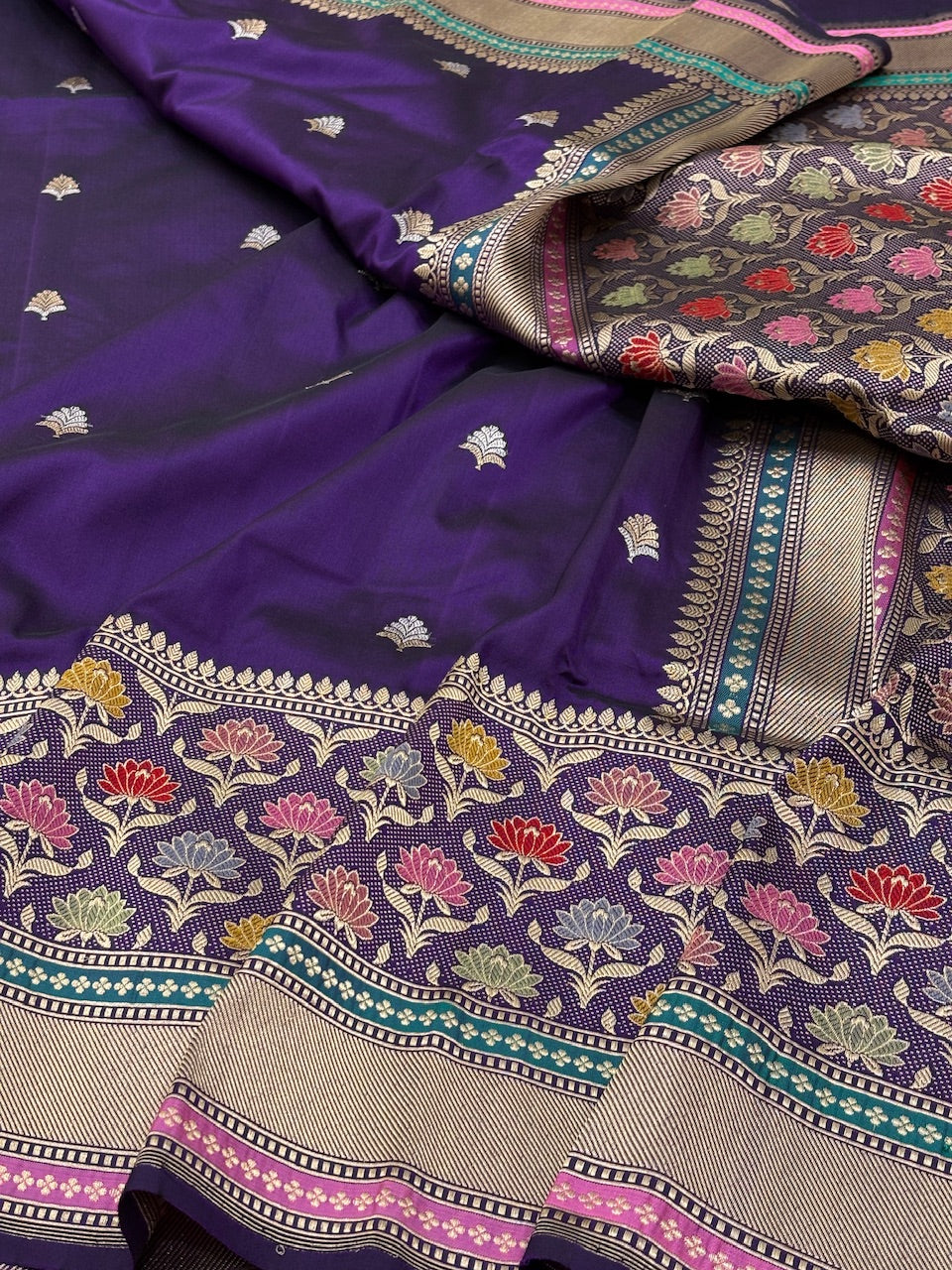 Purple Banarasi Pure Katan Silk Handwoven Saree