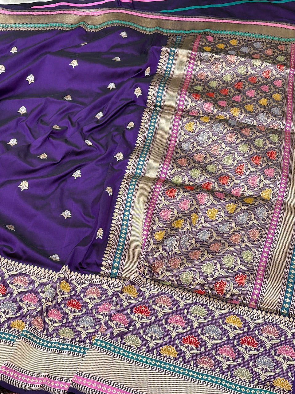 Purple Banarasi Pure Katan Silk Handwoven Saree