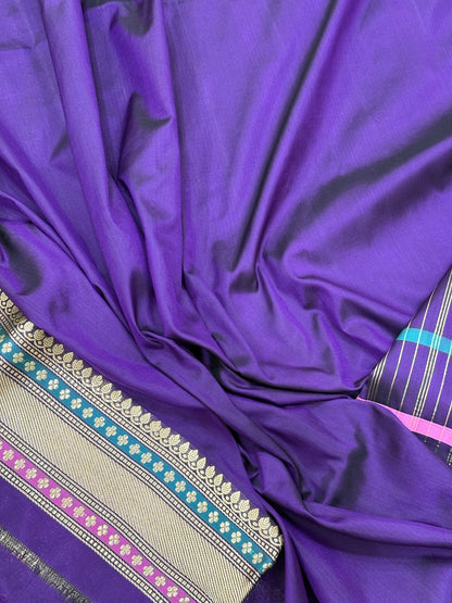 Purple Banarasi Pure Katan Silk Handwoven Saree