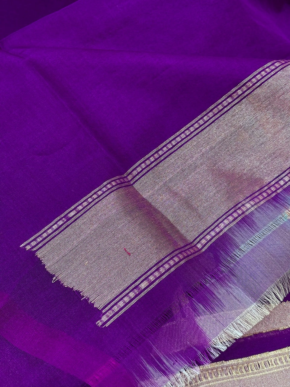 Puple Banarasi Kora Silk Handwoven Saree