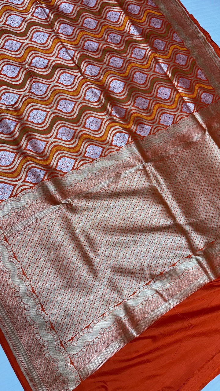Orange Pure Banarasi Katan Silk Saree