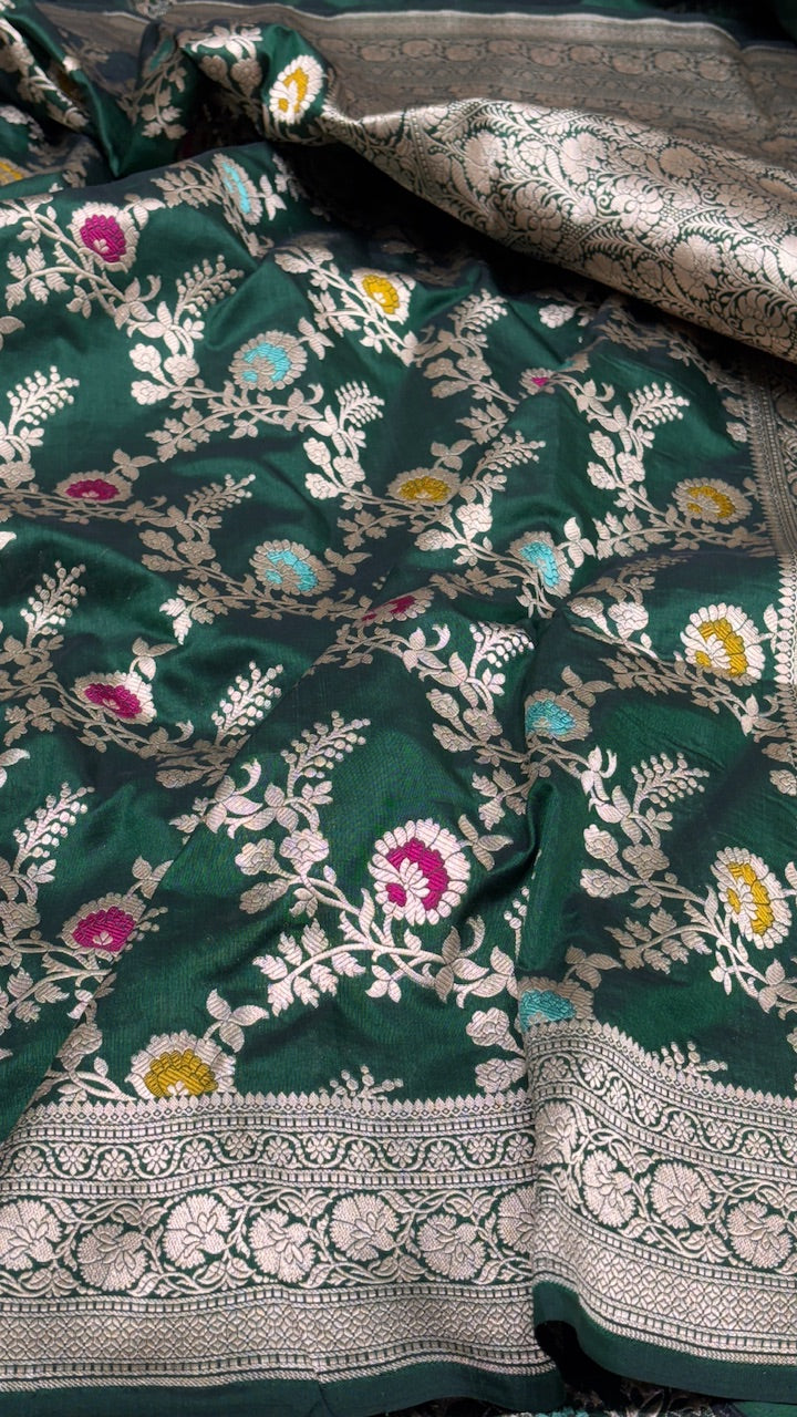 Green Pure Banarasi Katan Silk Saree