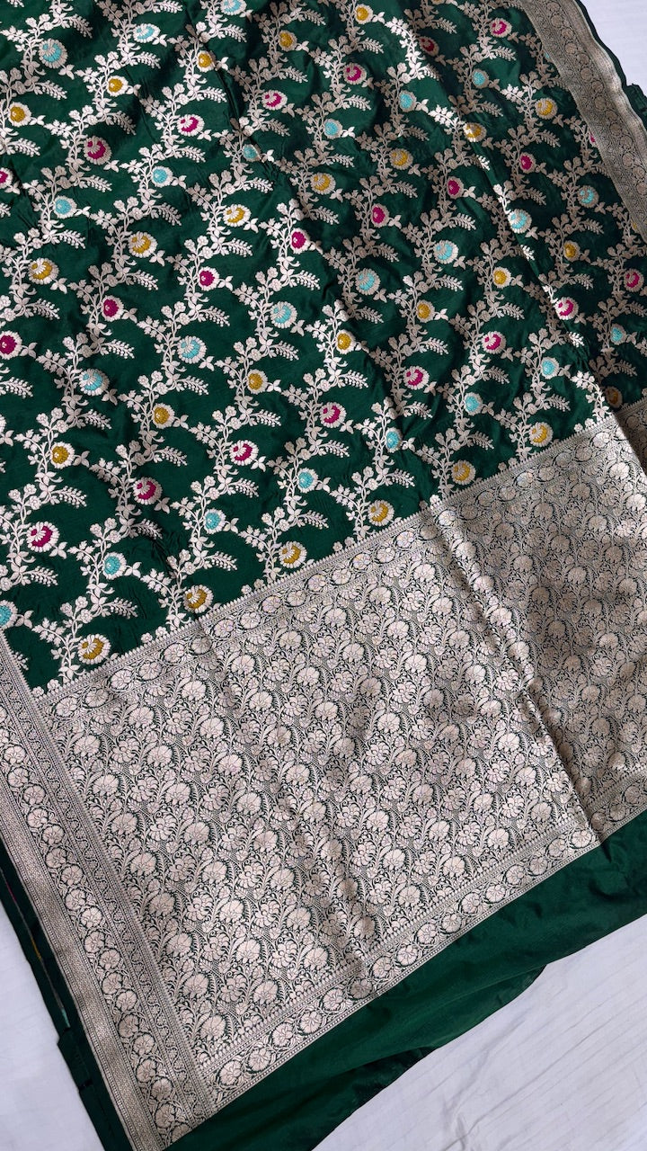 Green Pure Banarasi Katan Silk Saree