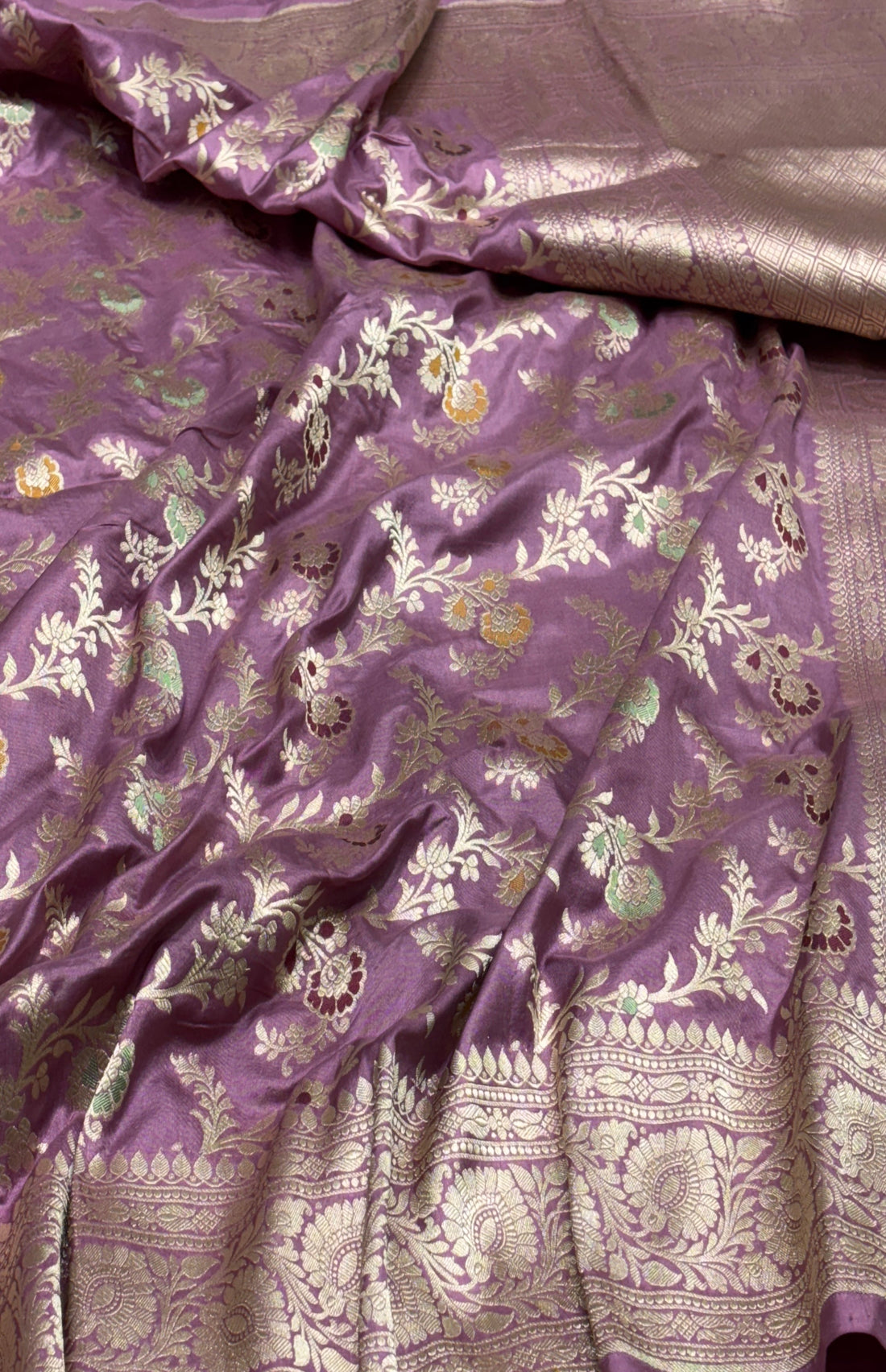 Pure Banarasi Katan Silk Pale Purple Saree