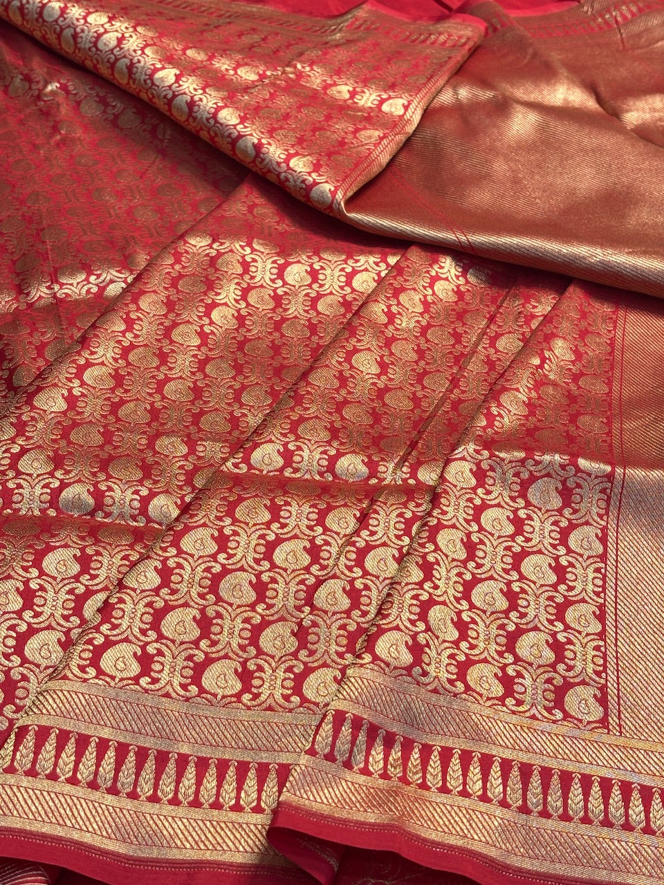 Red Banarasi Katan Brocade Silk Saree