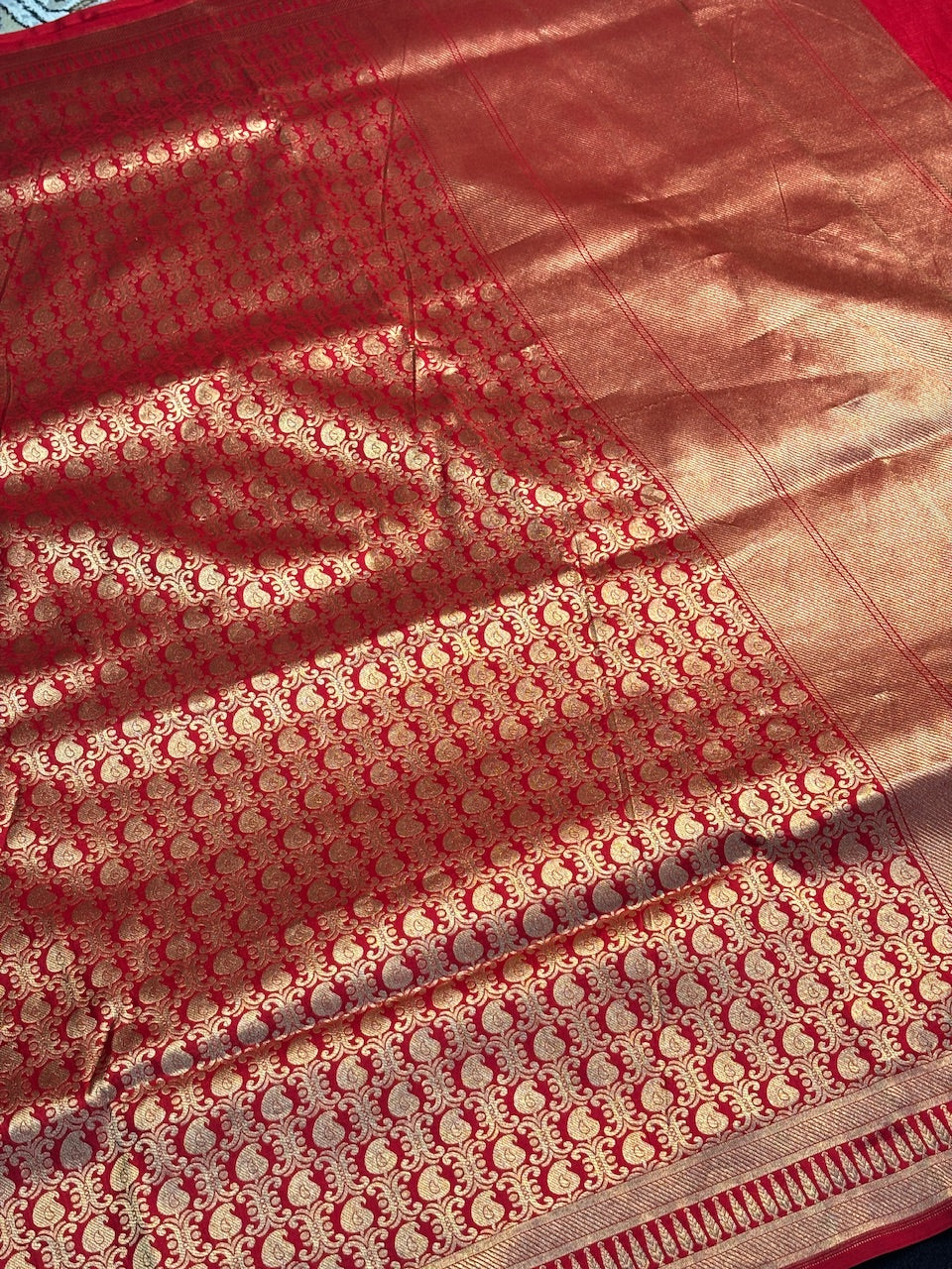 Red Banarasi Katan Brocade Silk Saree