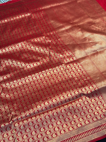 Red Banarasi Katan Brocade Silk Saree