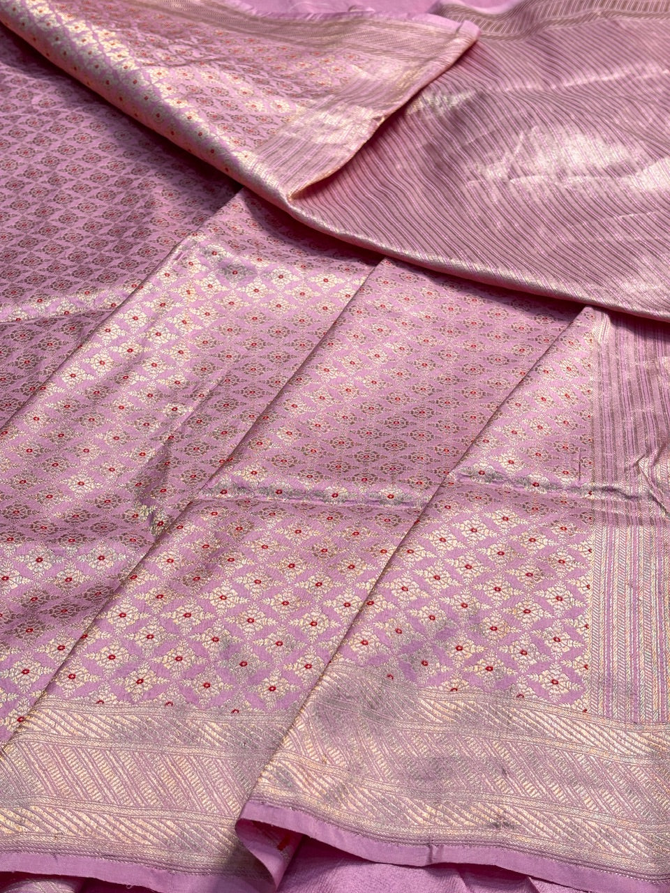 Lilac Banarasi Katan Brocade Silk Saree