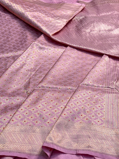 Lilac Banarasi Katan Brocade Silk Saree
