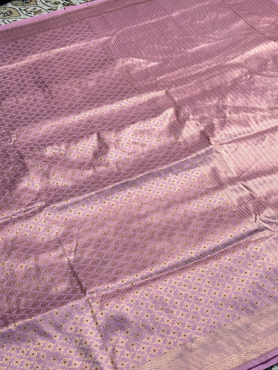 Lilac Banarasi Katan Brocade Silk Saree